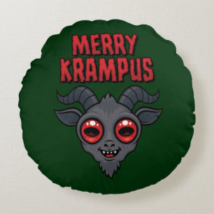 Cojín Redondo Krampus Alegre y Espeluznante