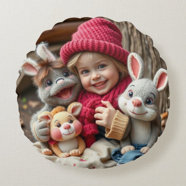 Cojín Redondo Kuschelfreunde im Herbstzauber (Anverso)