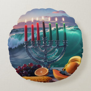 COJÍN REDONDO KWANZAA - 7 NOCHES - KINARA
