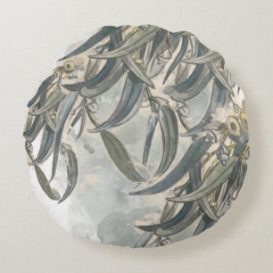 Cojín Redondo La acuarela Eucalyptus deja la vegetación