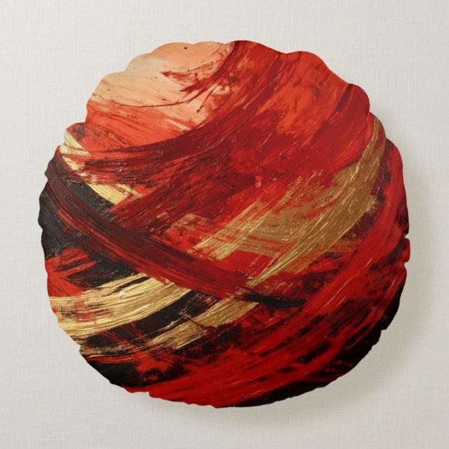 Cojín Redondo La Barrida de Negro y Rojo (Anverso)