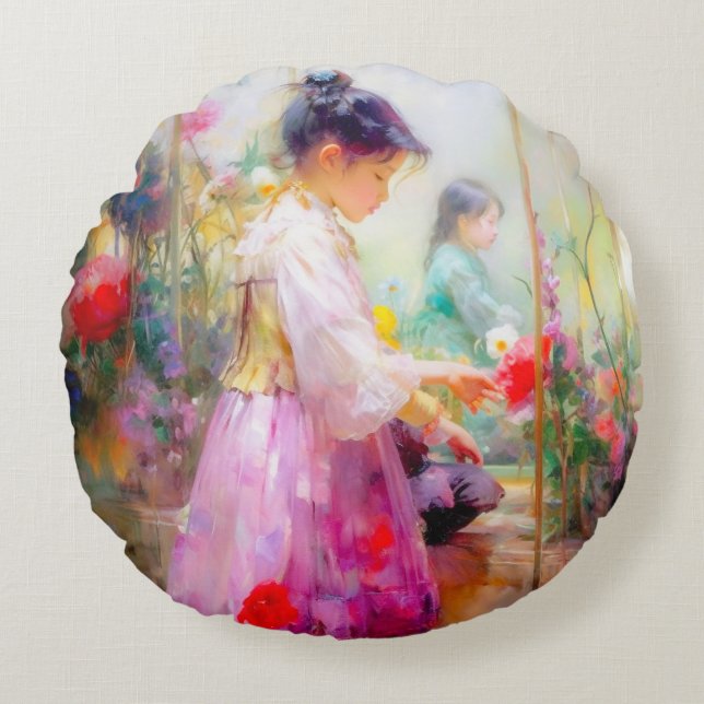 Cojín Redondo La belleza de las flores  (Anverso)