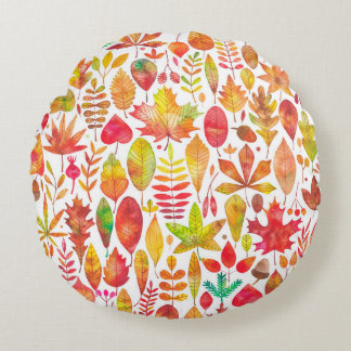 Cojín Redondo La caída de las acuarelas en otoño deja un patrón 