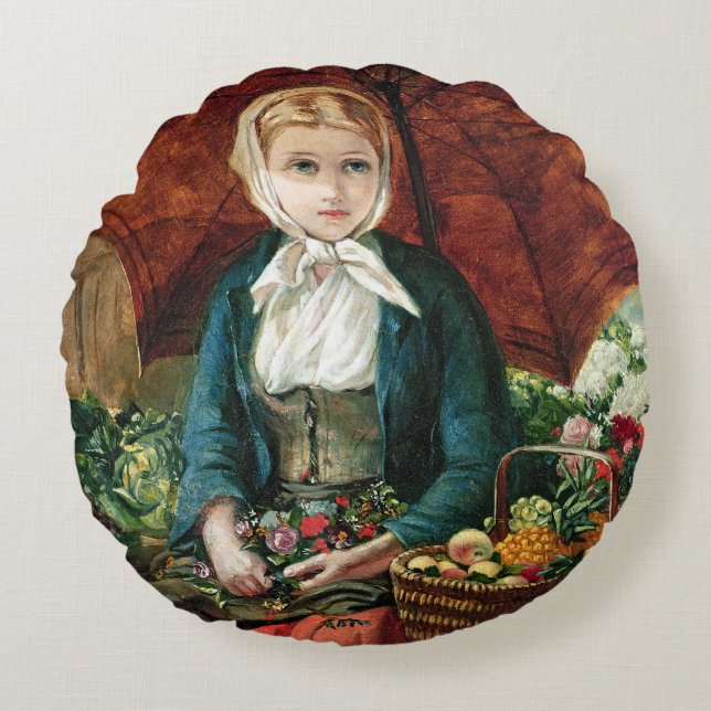 Cojín Redondo La chica flor (Anverso)