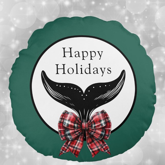 Cojín Redondo La cola de ballena y la carne se doblan en Navidad (Subido por el creador)