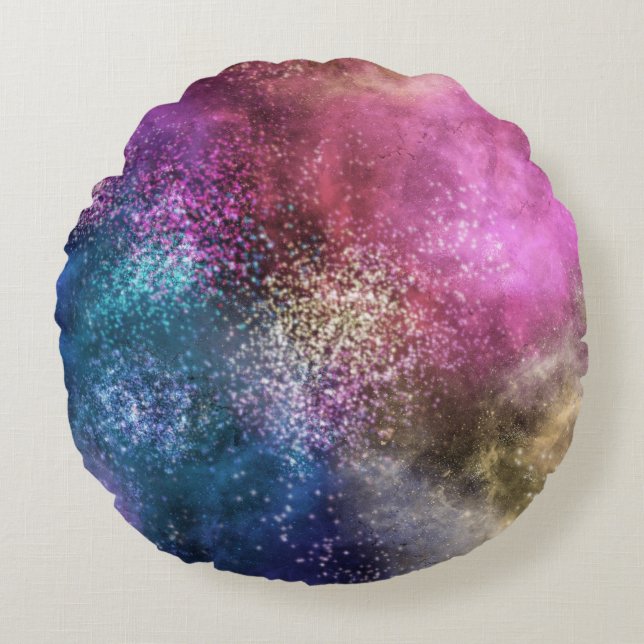 Cojín Redondo La colorida galaxia (Anverso)