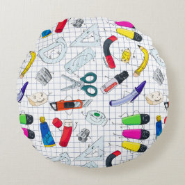 Cojín Redondo La divertida escuela provee a los personajes.