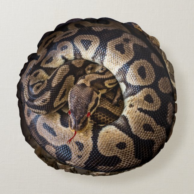 Cojín Redondo La divertida serpiente de Python Prank (Anverso)