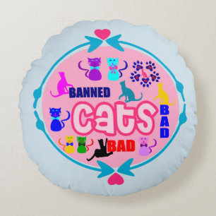 Cojín Redondo 😻 🐾 ↷ ❤ la familia de gatos malvados y sin ruido