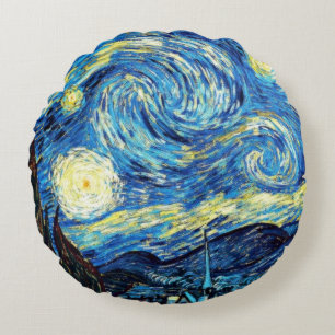 Cojín Redondo La famosa pintura de Van Gogh, Noche estrellada,