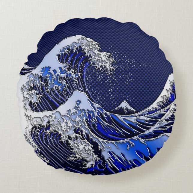 Cojín Redondo La gran ola de Hokusai estilos modernos (Anverso)