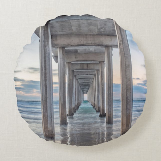 Cojín Redondo La Jolla, Scripps Pier (Anverso)