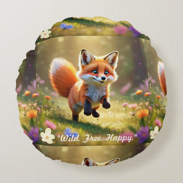 Cojín Redondo "La luz de Fox Pup" (Anverso)