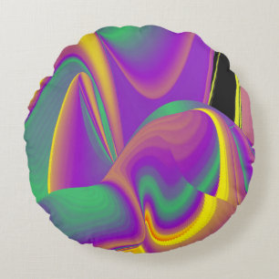 Cojín Redondo La magia de los colores abstracta el arte pluviomé