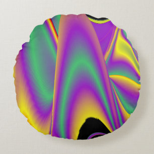 Cojín Redondo La magia de los colores abstracta el arte pluviomé