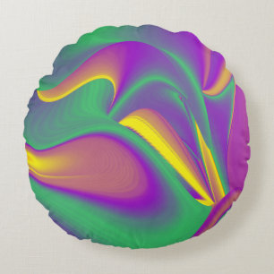 Cojín Redondo La magia de los colores abstracta el arte pluviomé