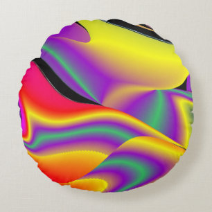 Cojín Redondo La magia de los colores abstracta el arte pluviomé