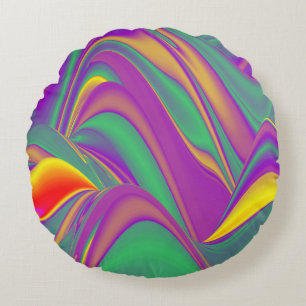 Cojín Redondo La magia de los colores abstracta el arte pluviomé