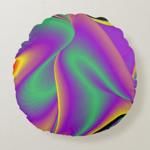 Cojín Redondo La magia de los colores abstracta el arte pluviomé