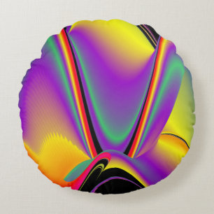 Cojín Redondo La Magia de los Colores Abstracto 3D Rainbowart