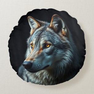 Cojín Redondo "La majestad de lo salvaje: los Alfa en el bosque"