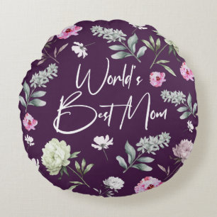 Cojín Redondo La mejor mamá del mundo floral