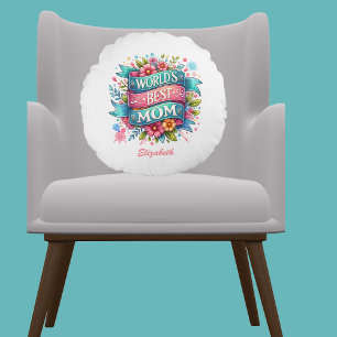 Cojín Redondo La naturaleza del día de la madre ama la floral pe