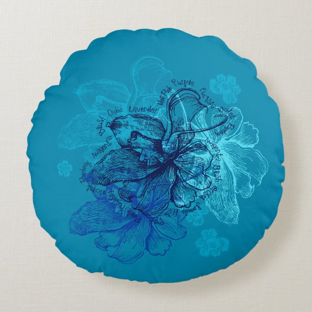 Cojín Redondo La orquídea hawaiana Wahine Lace reversible (Anverso)