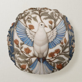 Cojín Redondo La Paloma Pacífica de William Morris inspiró la fl
