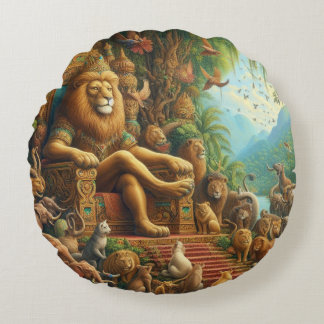 Cojín Redondo 🦁 La ruidosa Majestad del Expresionismo Abstracto