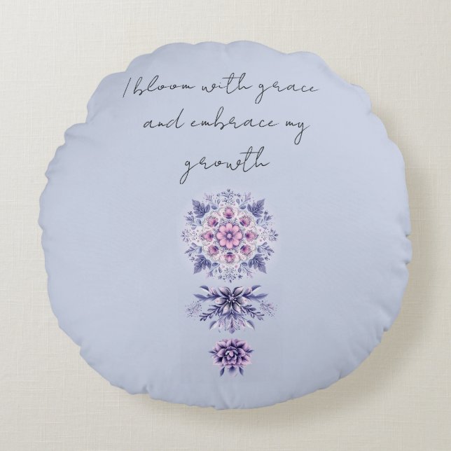 Cojín Redondo La serenidad floreciente Mandala redonda de almoha (Anverso)