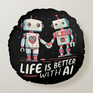 Cojín Redondo La vida es mejor con IA