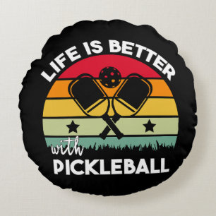 Cojín Redondo La vida es mejor con Pickleball