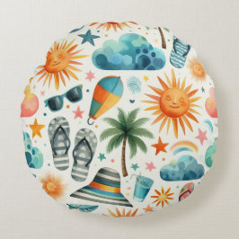 Cojín Redondo La vida es una playa