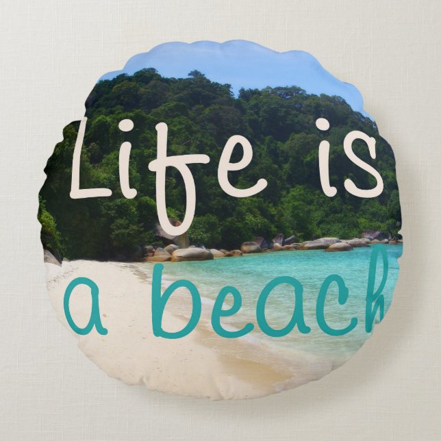 Cojín Redondo La vida es una playa (Anverso)