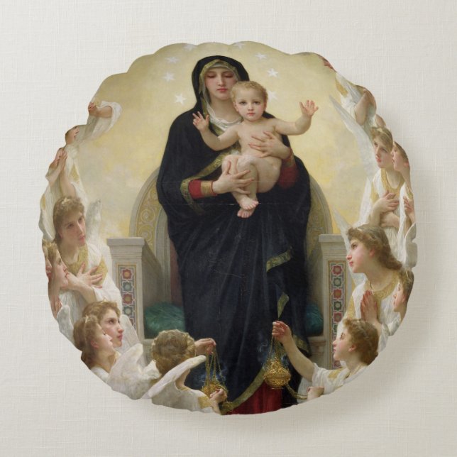 Cojín Redondo La Virgen con Angels, 1900 2 (Anverso)