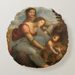 Cojín Redondo La Virgen y el Niño Santa Ana Leonardo da Vinci