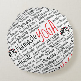 Cojín Redondo La yoga coloca la nube de la palabra de Asanas