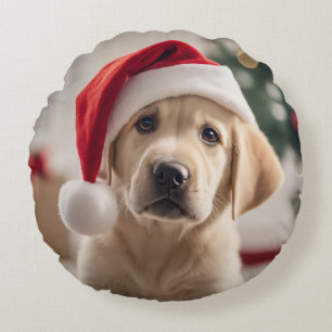 Cojín Redondo Labrador Recuperador Navidades