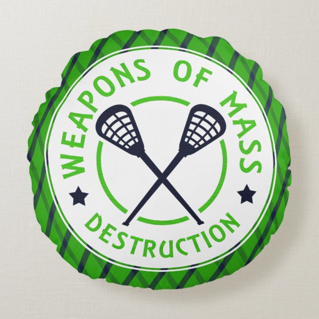 Cojín Redondo Lacrosse Armas de Destrucción Masiva Ronda Pillow (Anverso)