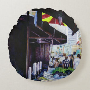 Cojín Redondo Lado más claro de la calle Lavender, Singapur