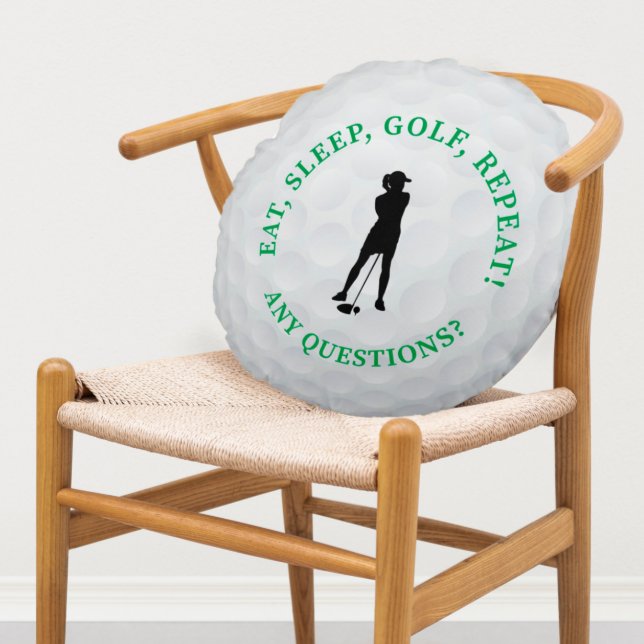 Cojín Redondo Lady Golfer Silhouette Cute Golf Ball Sports Cuate (Subido por el creador)