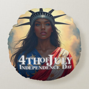 Cojín Redondo Lady Liberty Reimaginada: Una Nueva Cara de la Lib