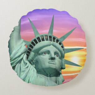 Cojín Redondo Lady Liberty y Sunrise