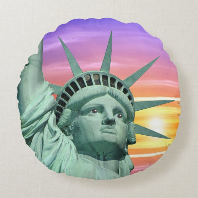 Cojín Redondo Lady Liberty y Sunrise (Anverso)