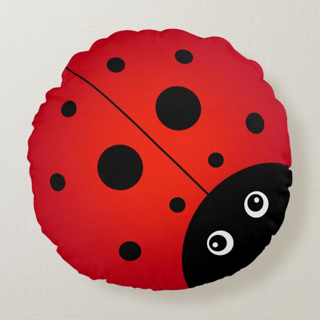 Cojín Redondo Ladybug de KiniArt (Anverso)