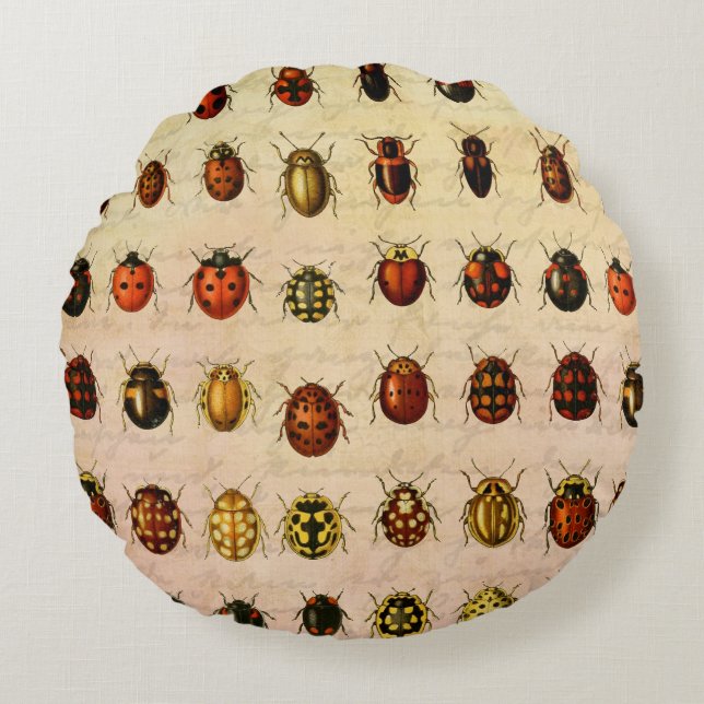 Cojín Redondo Ladybug Ladybird Beetle Insect Bug (Anverso)