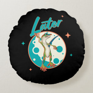 Cojín Redondo Lagarto Divertido Más Tarde Humor Procrastinación
