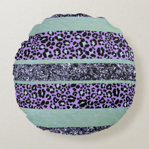 Cojín Redondo Laminado de rayas brillo Leopardo Glam 3
