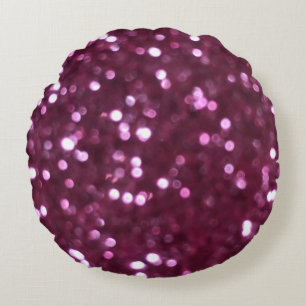 Cojín Redondo Lámparas abstractas rosadas y desenfocadas por bok